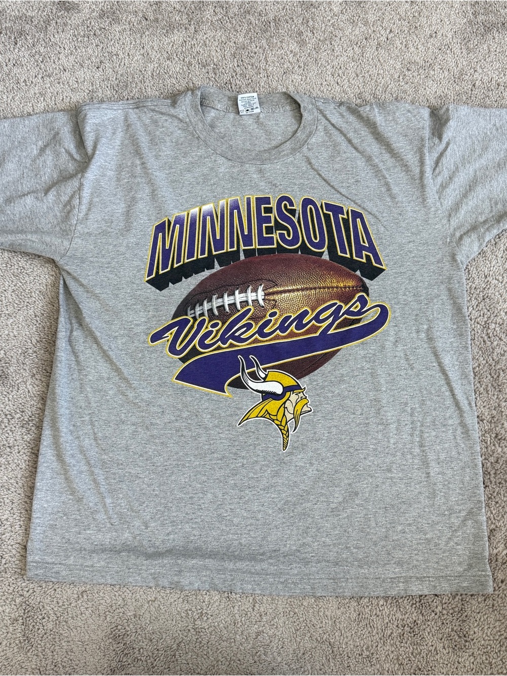 Vintage 90s Minnesota Vikings NFL Football T Shirt True Fan Gray XL 90s Y2K